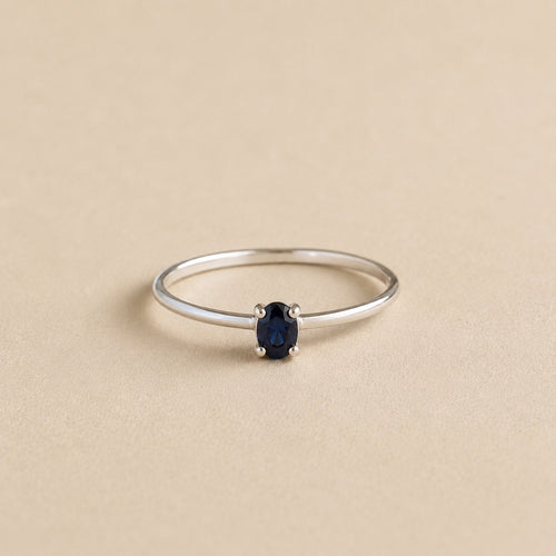 Amani Ring handcrafted in solid 925 sterling silver featuring a natural oval sapphire in a four-claw solitaire setting by Ryã Atelier.