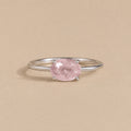 Aurora Ring handcrafted in solid 925 sterling silver featuring a natural oval pink morganite in a four-claw solitaire setting by Ryã Atelier.