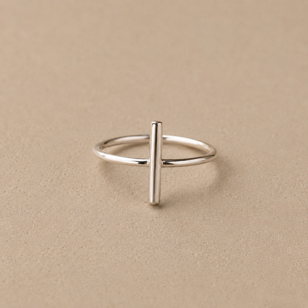 Dali Ring handcrafted in solid 925 sterling silver featuring a minimalist bar design by Ryã Atelier.