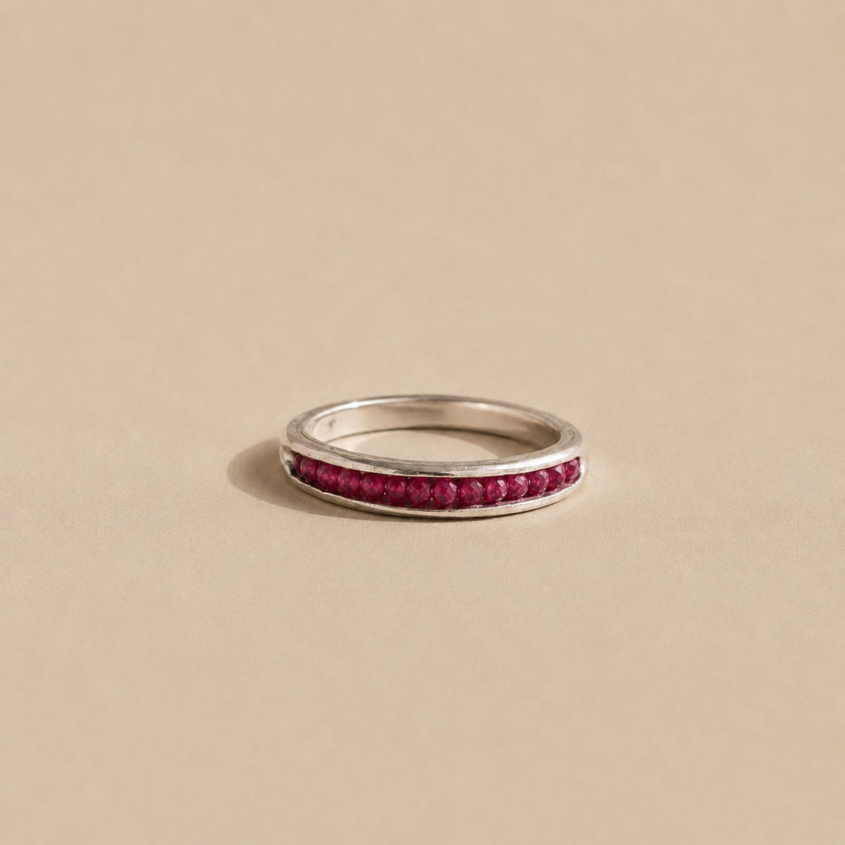 The Izimbewu Ruby Ring from Rya Atelier. Ruby beads set in a solid sterling silver pod ring. 