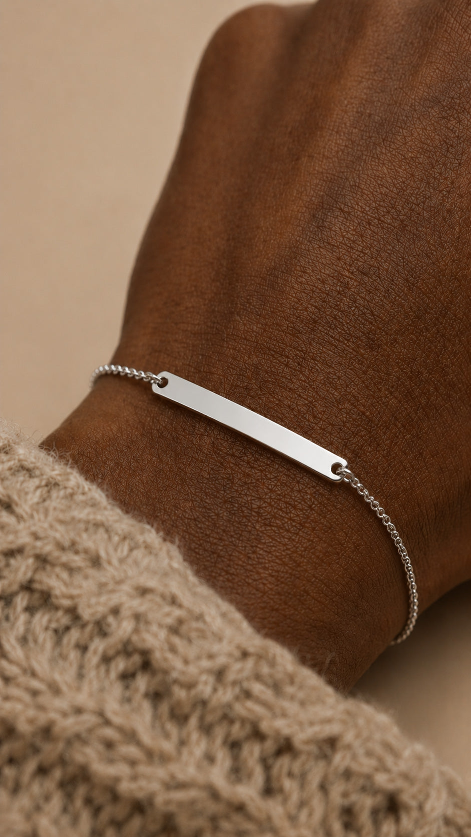 Solid 925 Sterling Silver Belcher Chain Bracelet with engraving plate 