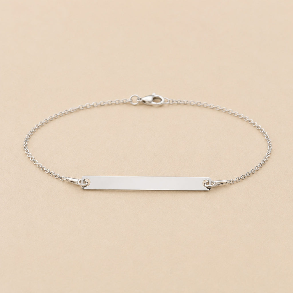 Solid 925 Sterling Silver Belcher Chain Bracelet with engraving plate 