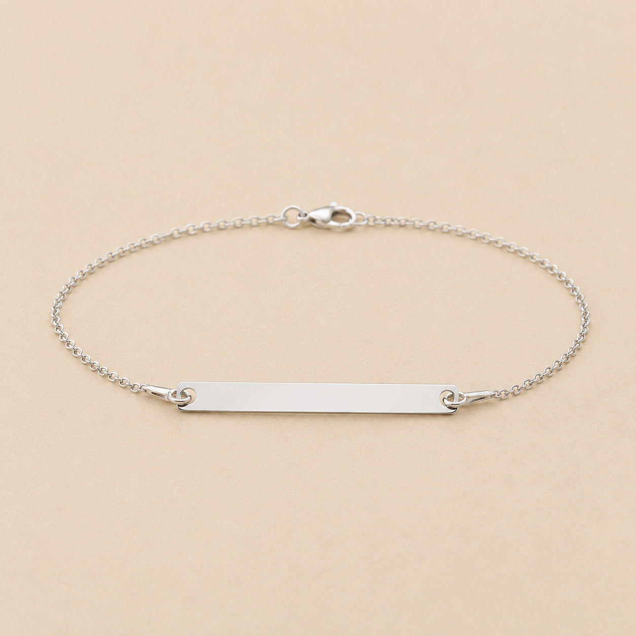 Solid 925 Sterling Silver Belcher Chain Bracelet with engraving plate 