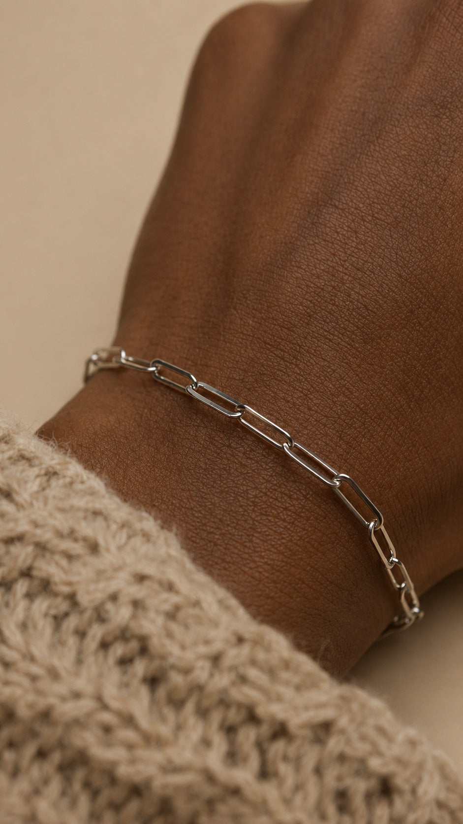 Handcrafted solid 925 sterling silver paperclip bracelet