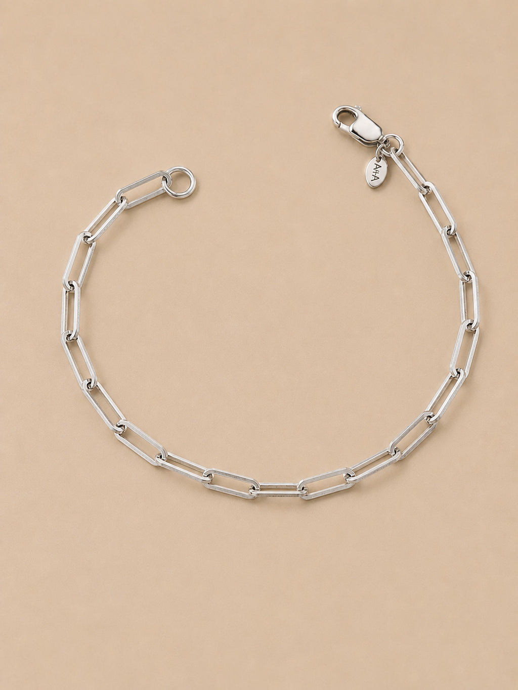Handcrafted solid 925 sterling silver paperclip bracelet