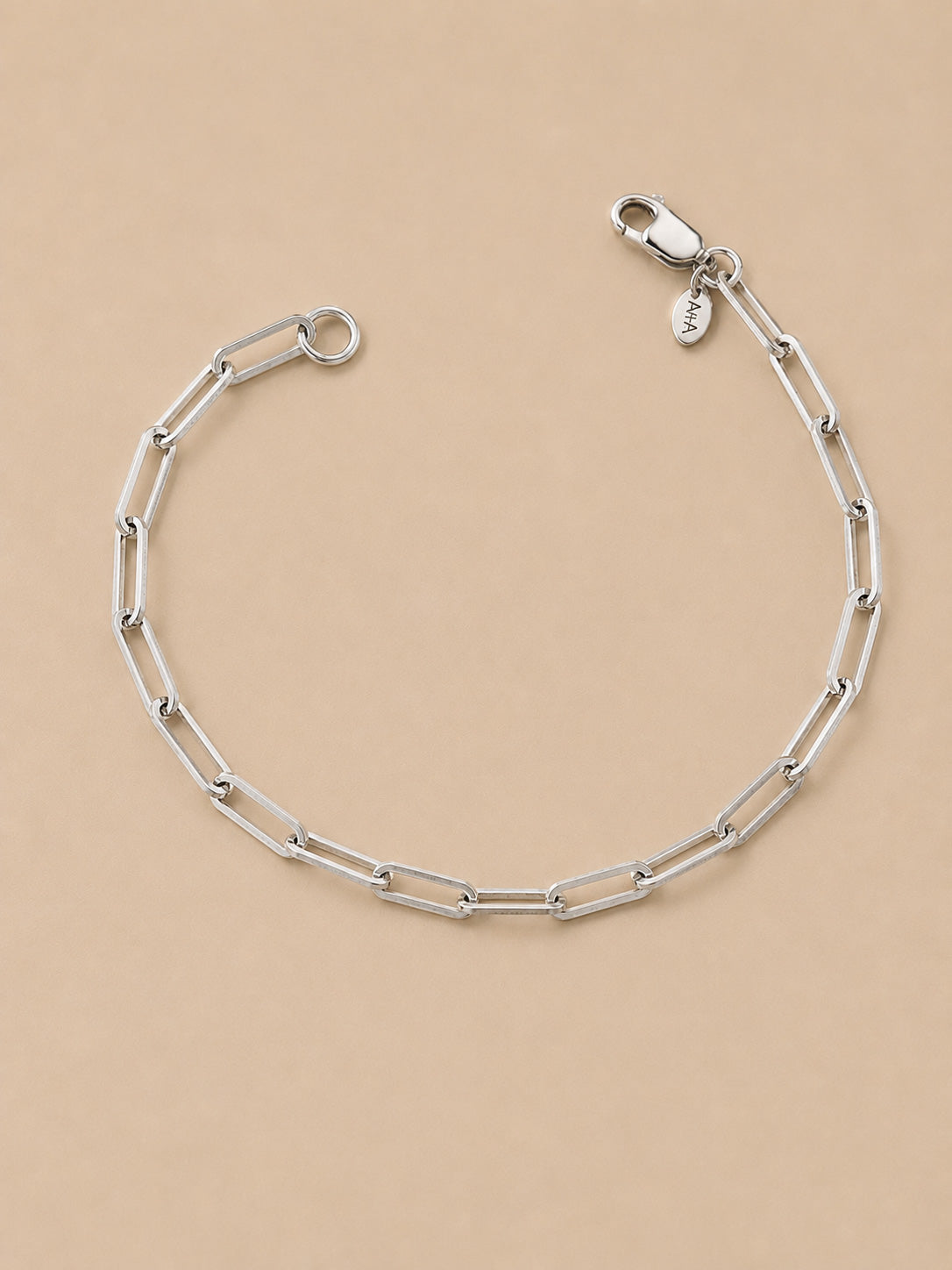Handcrafted solid 925 sterling silver paperclip bracelet