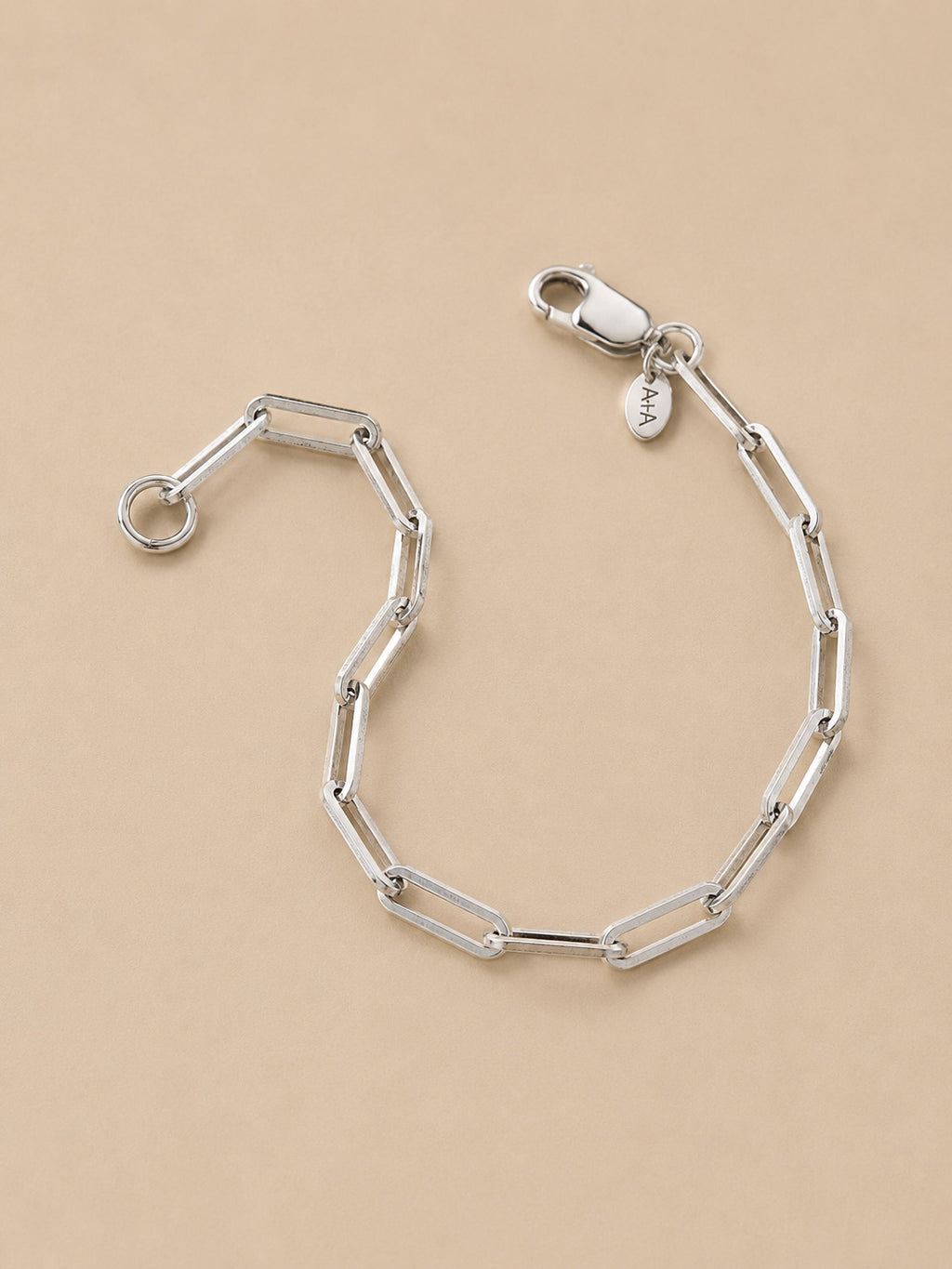 Handcrafted solid 925 sterling silver paperclip bracelet 