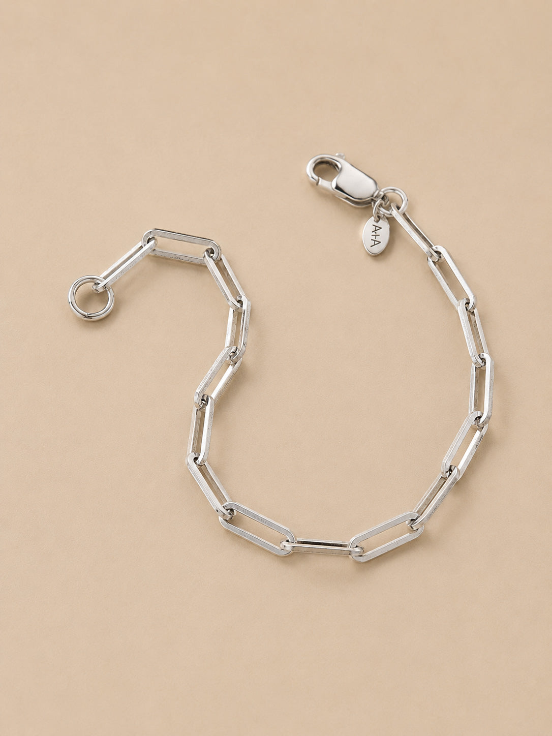 Handcrafted solid 925 sterling silver paperclip bracelet 