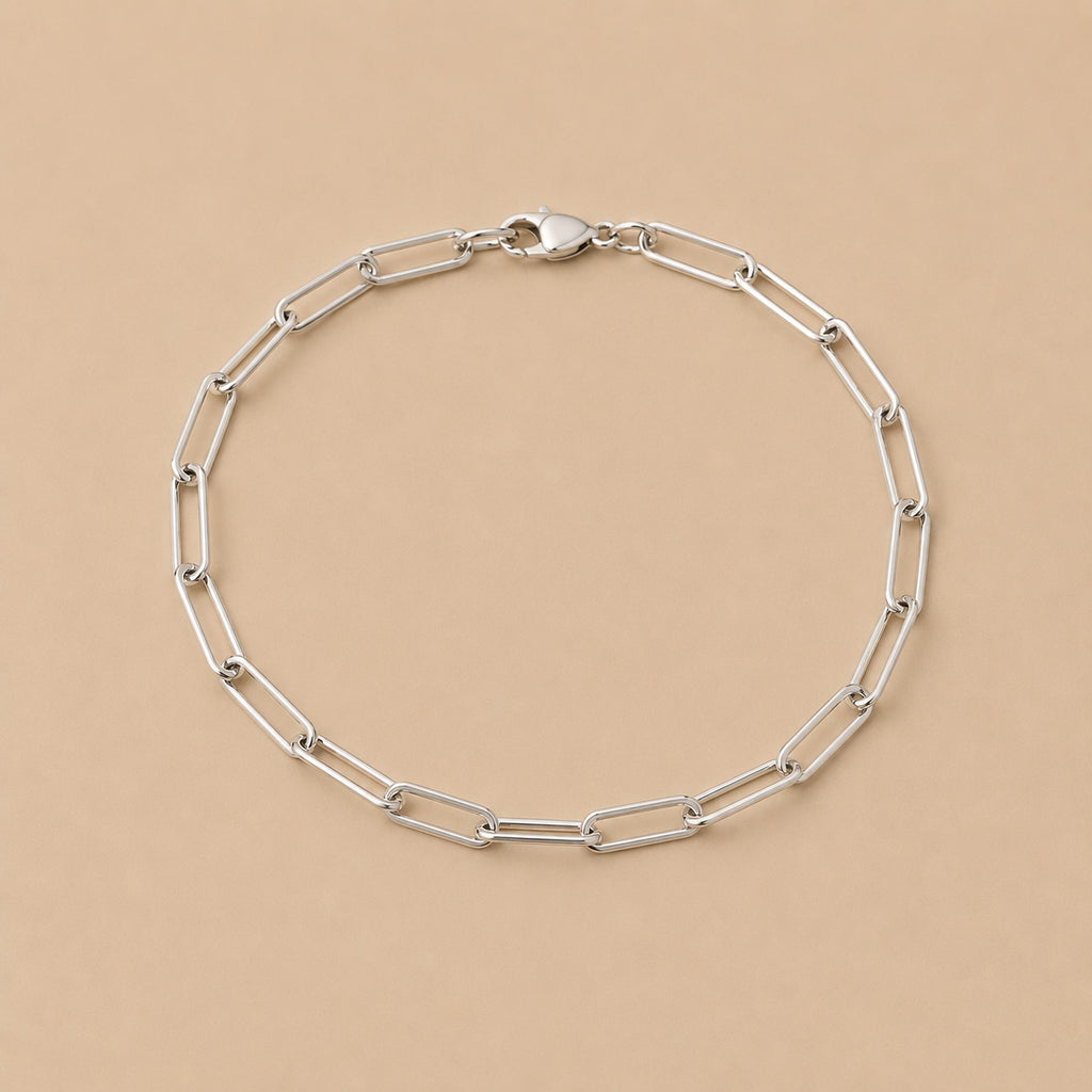 Handcrafted Solid 925 Sterling Silver paperclip Bracelet 